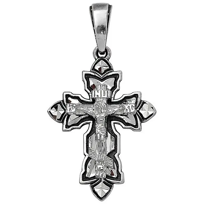 Подвеска крест из серебра вид 1