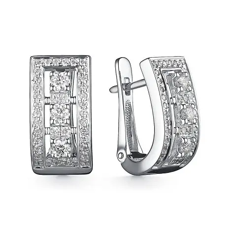 Серьги с английским замком из белого золота
