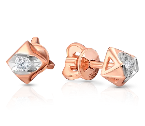 Серьги пуссеты из красного золота
