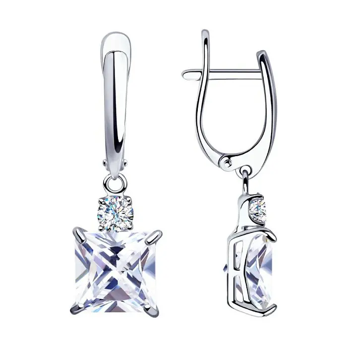 Серьги подвесные из серебра
