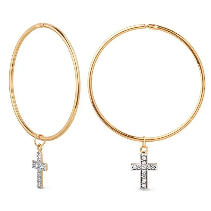 Серьги конго из красного золота