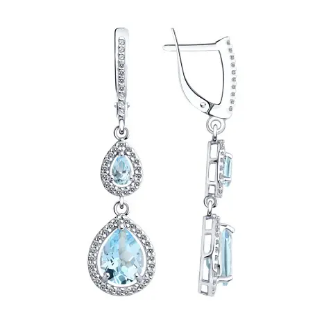 Серьги подвесные из серебра