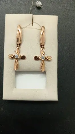 Серьги подвесные из красного золота