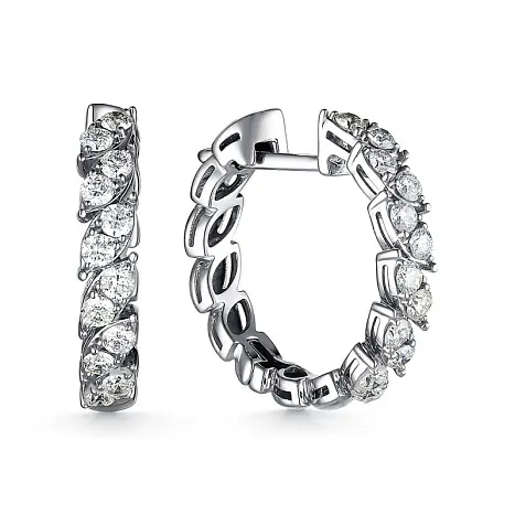 Серьги конго из белого золота