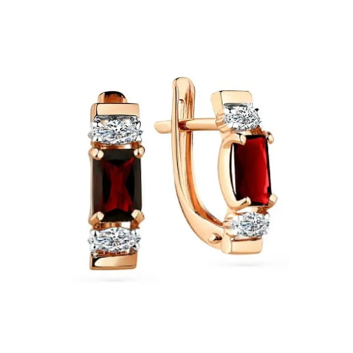 Серьги с английским замком из красного золота