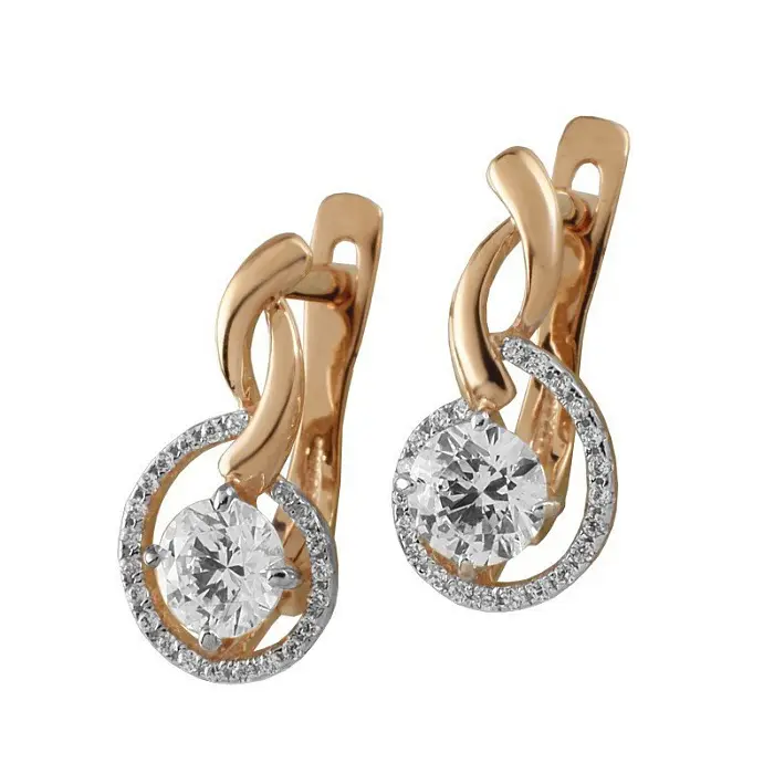 Серьги с английским замком из красного золота