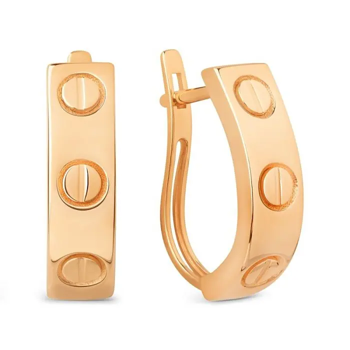 Серьги с английским замком из красного золота