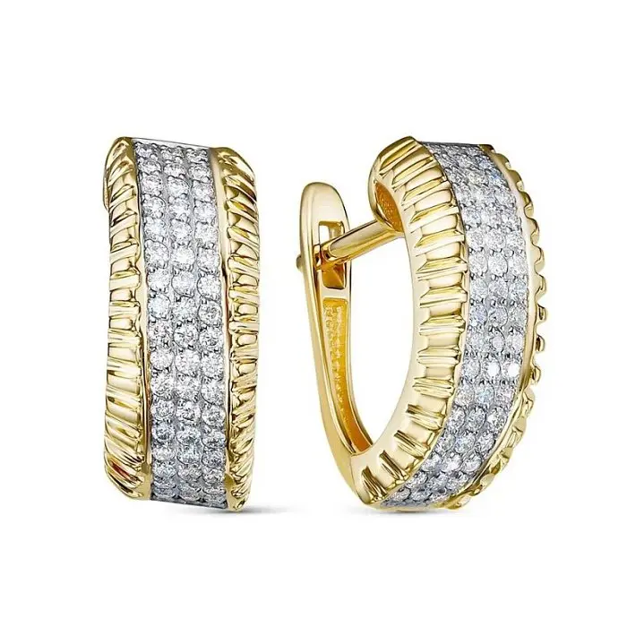 Серьги с английским замком из желтого золота вид 1