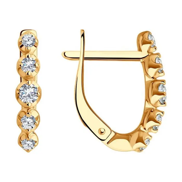 Серьги с английским замком из красного золота