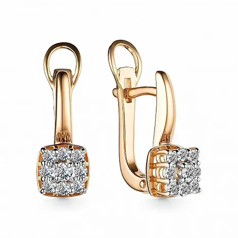 Серьги с английским замком из комбинированного золота