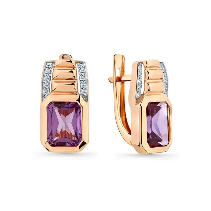 Серьги с английским замком из красного золота