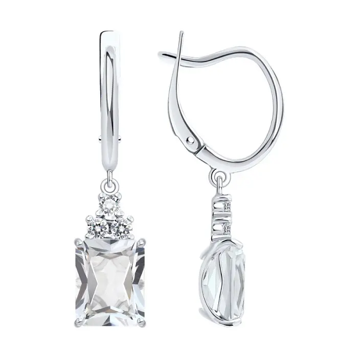 Серьги подвесные из серебра