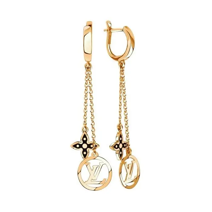 Серьги подвесные из красного золота