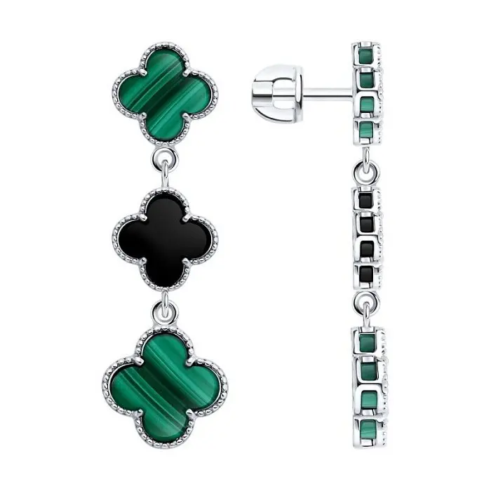 Серьги подвесные из серебра