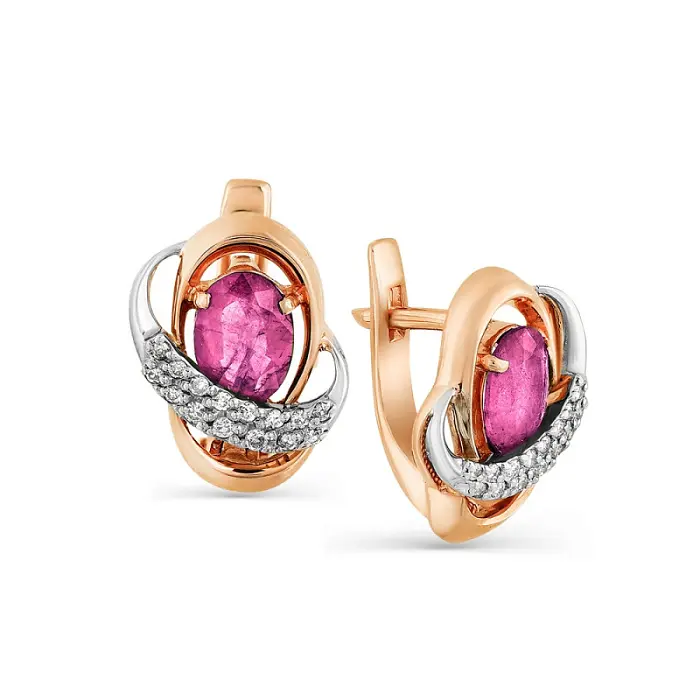 Серьги с английским замком из красного золота