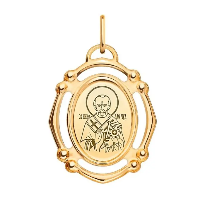 Подвеска икона из красного золота