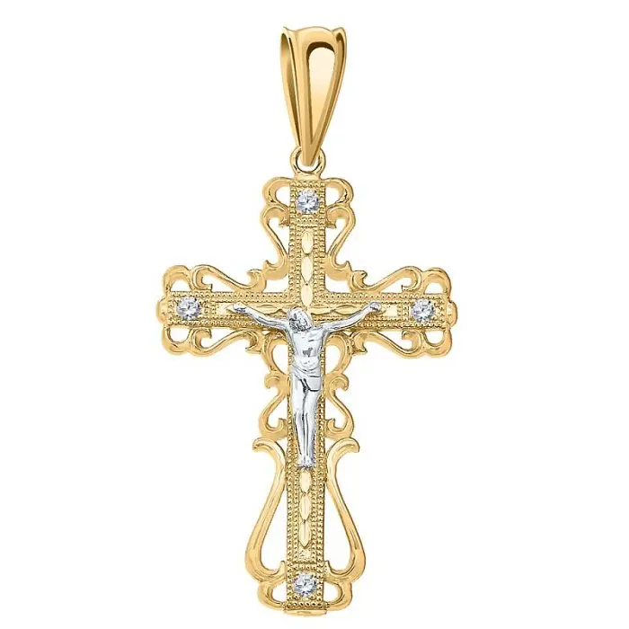 Подвеска крест из красного золота