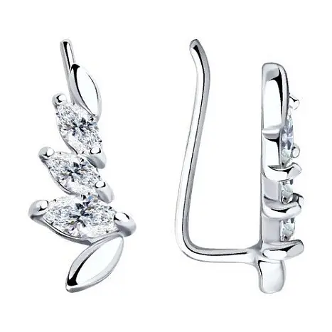 Серьги зажимы из серебра