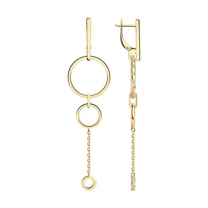 Серьги подвесные из позолоты