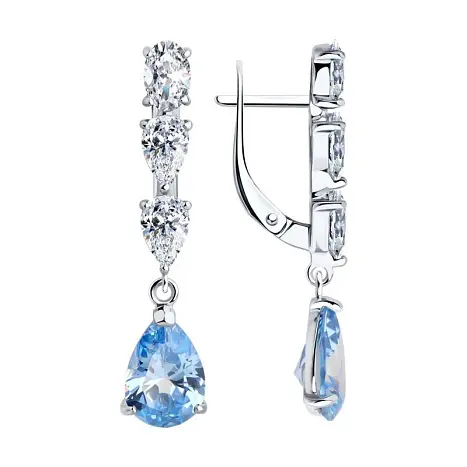 Серьги подвесные из серебра