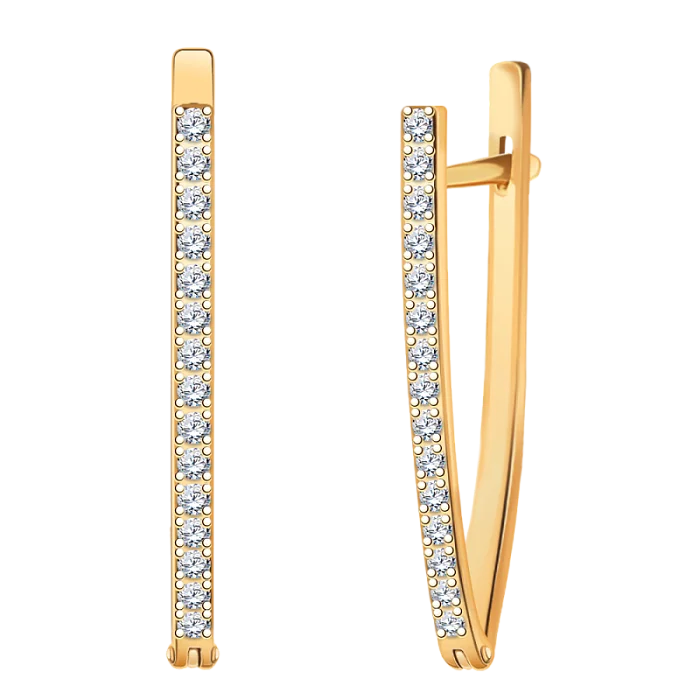 Серьги с английским замком из красного золота