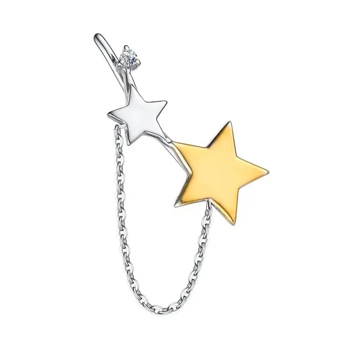 Серьги одиночные из серебра