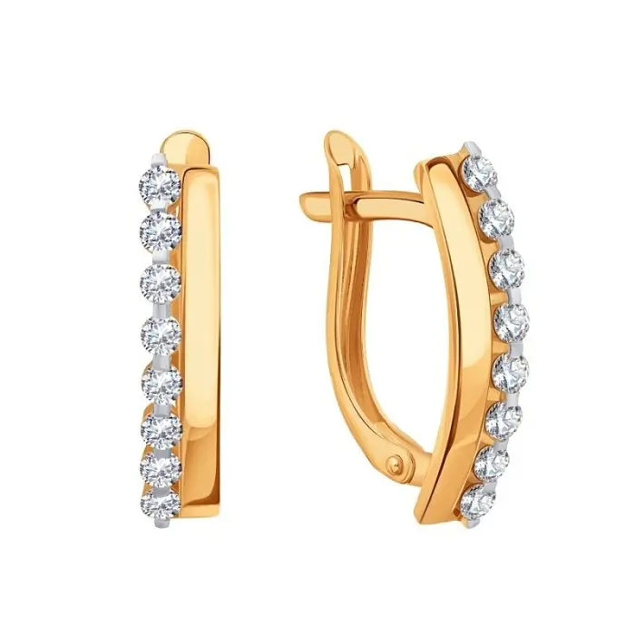 Серьги с английским замком из красного золота