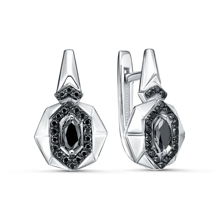 Серьги с английским замком из белого золота