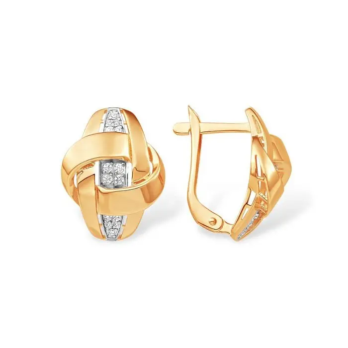 Серьги с английским замком из красного золота