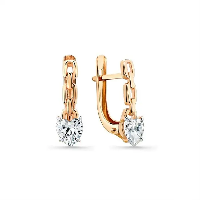 Серьги с английским замком из красного золота