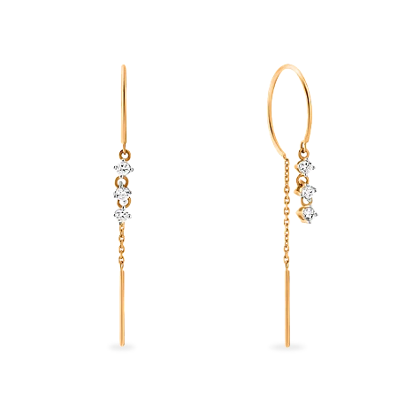 Серьги цепочки из красного золота