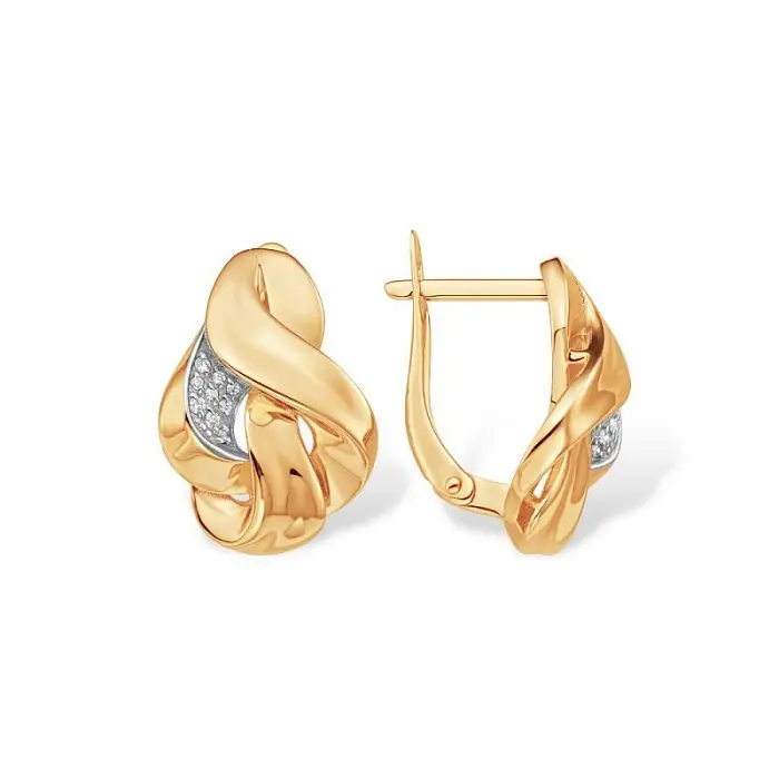 Серьги с английским замком из красного золота