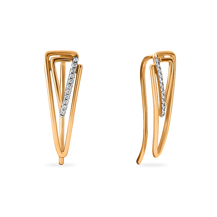 Серьги зажимы из красного золота