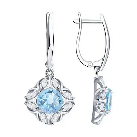 Серьги подвесные из серебра