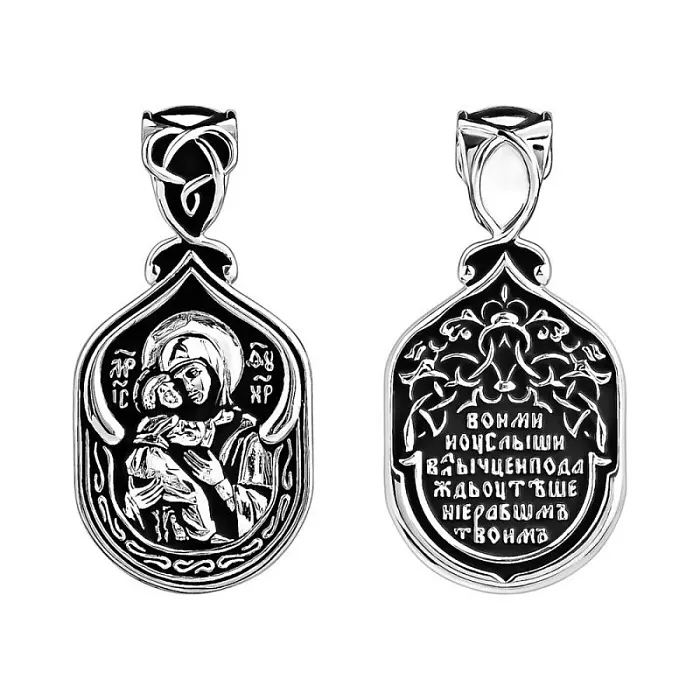 Подвеска икона из черного серебра