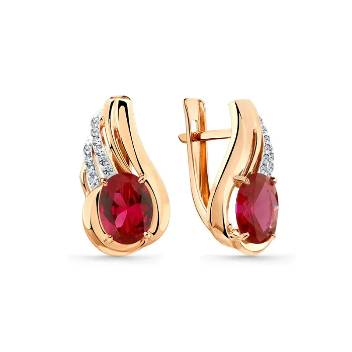 Серьги с английским замком из красного золота