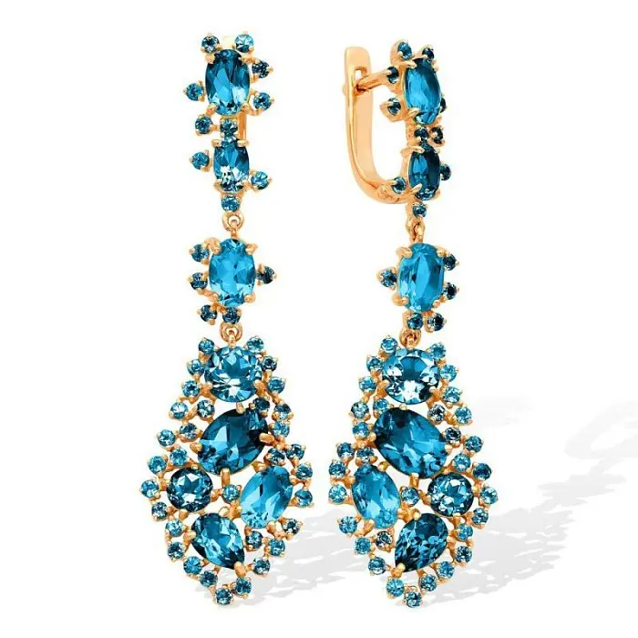 Серьги подвесные из красного золота