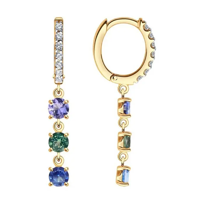 Серьги конго из красного золота