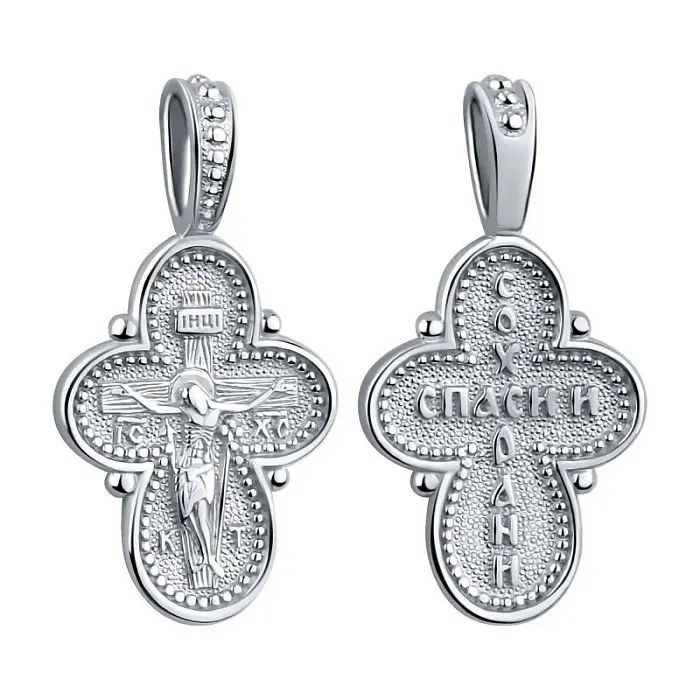 Подвеска крест из серебра вид 1