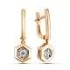 Серьги подвесные из комбинированного золота