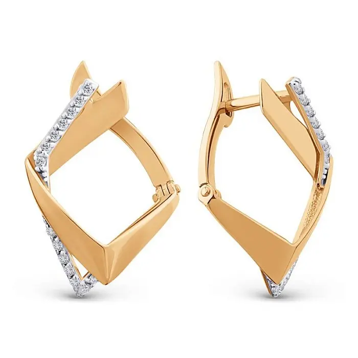 Серьги с английским замком из красного золота