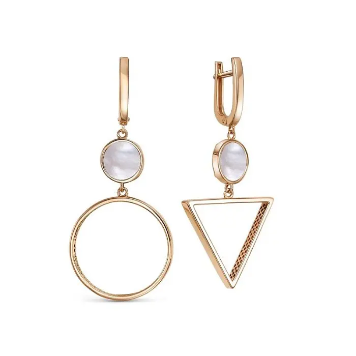 Серьги подвесные из красного золота