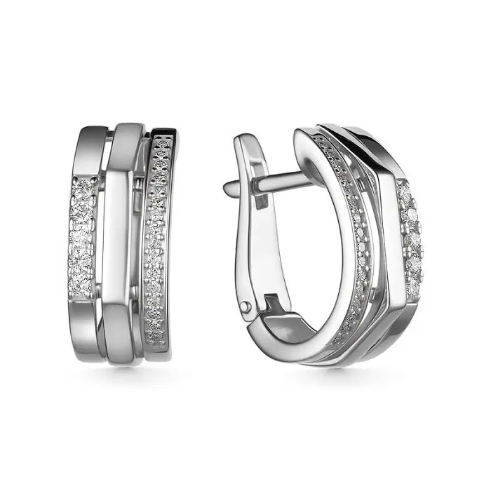 Серьги с английским замком из белого золота