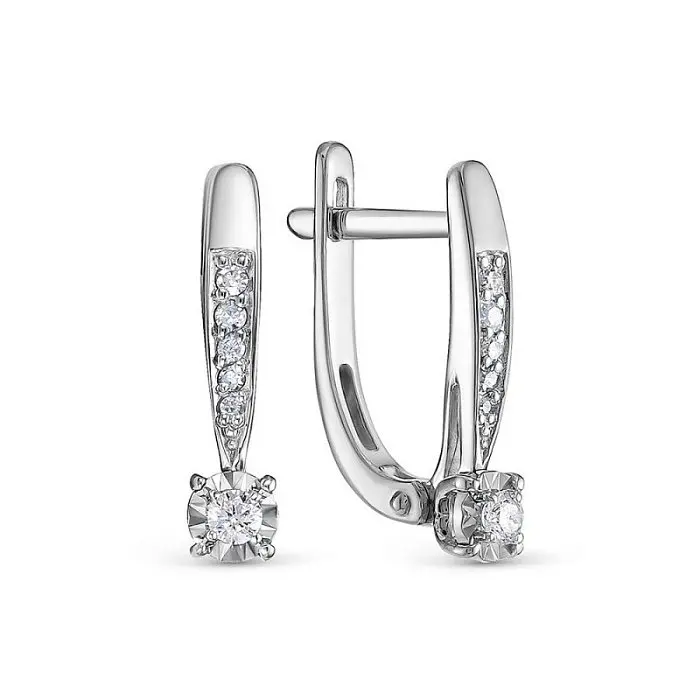 Серьги с английским замком из белого золота