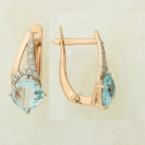 Серьги с английским замком из красного золота