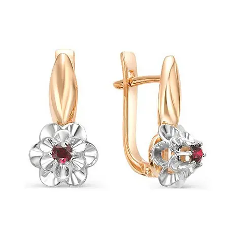 Серьги с английским замком из комбинированного золота