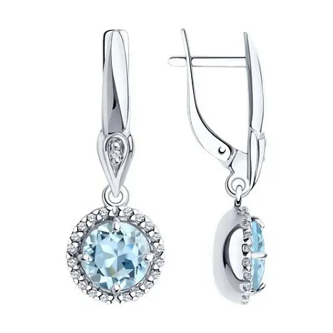 Серьги подвесные из серебра