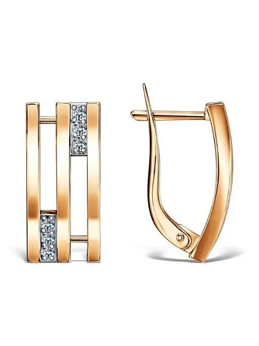 Серьги с английским замком из красного золота