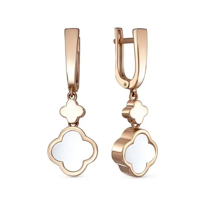 Серьги подвесные из красного золота