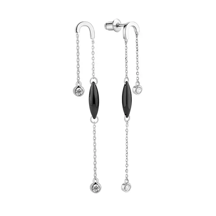 Серьги подвесные из серебра